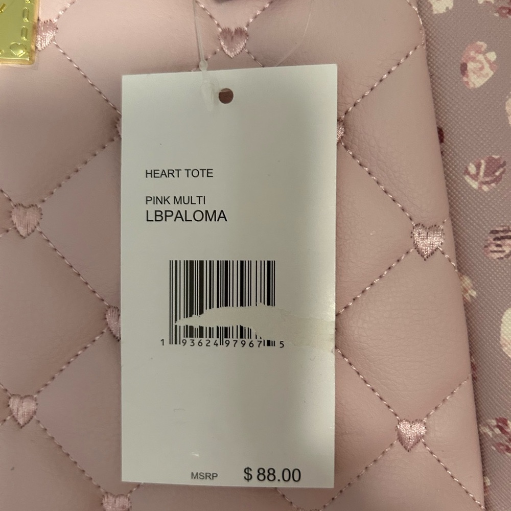 Betsey Johnson Pink Quilted Tote with Floral Accents BRAND NEW WITH TAGS - Picture 3 of 6